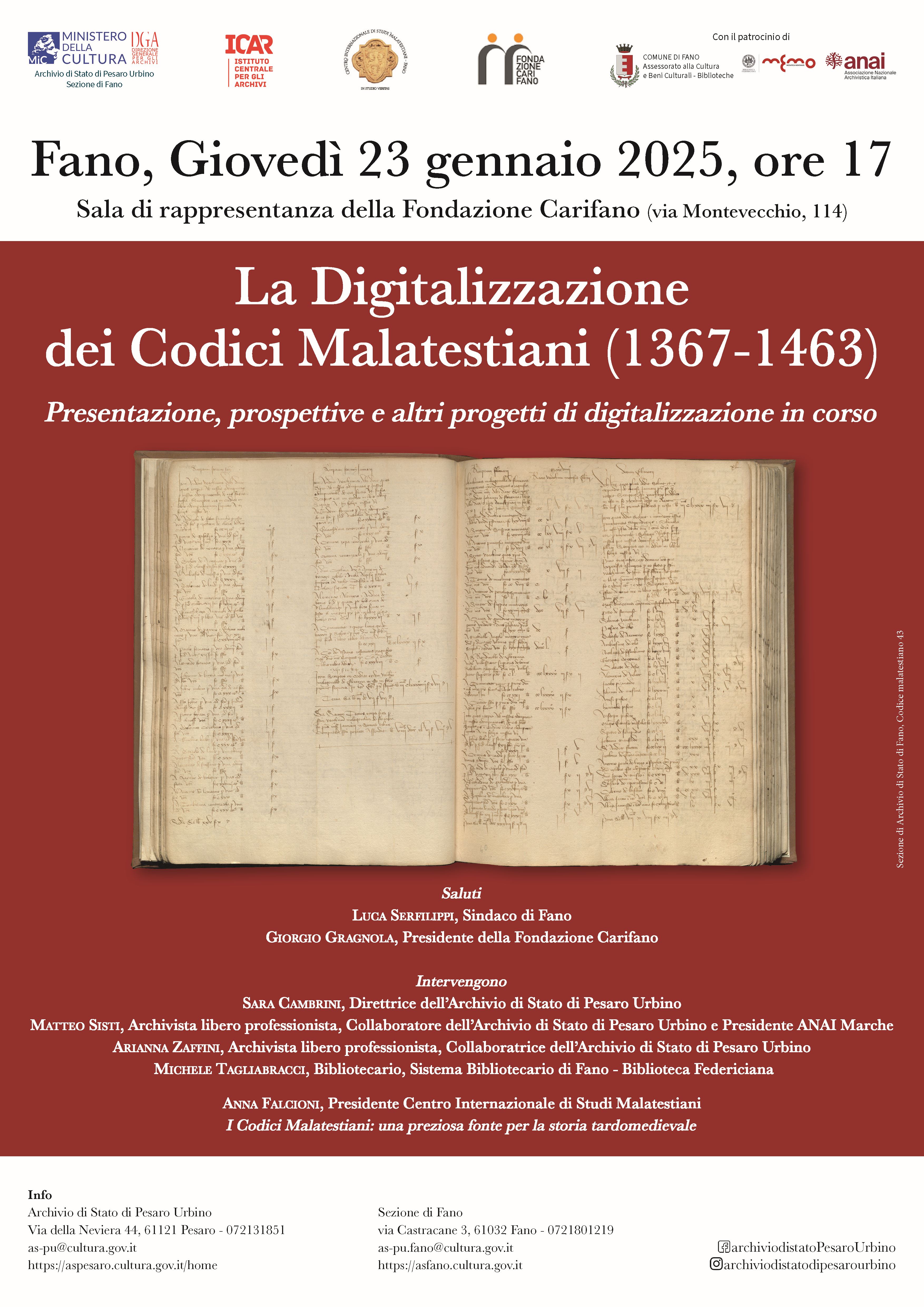 La Digitalizzazione dei Codici Malatestiani (1367-1463). Presentazione, prospettive e altri progetti di digitalizzazione in corso